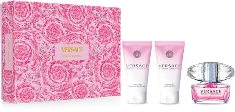 Versace Bright Crystal 3 Piece Gift Set: Eau De Toilette 50ml, Shower Gel 50ml, Body Lotion 50ml